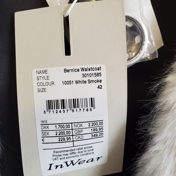 In Wear "Bernice Waistcoat" - White smoke faux fur long vest Size 42/USA 14 - Picture 6 of 9